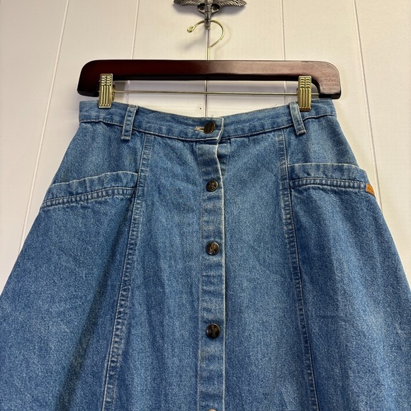 Vintage Dreams Womens Boho Western Cowgirl Denim Midi Skirt Size 8 Trad Wife - Picture 10 of 11